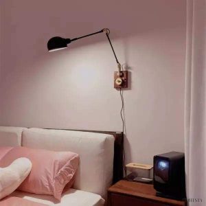 Lampa ścienna w stylu japońskim z regulowanym ramieniem