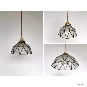Lampa wisząca vintage z ręcznie robionymi szklanymi kloszami