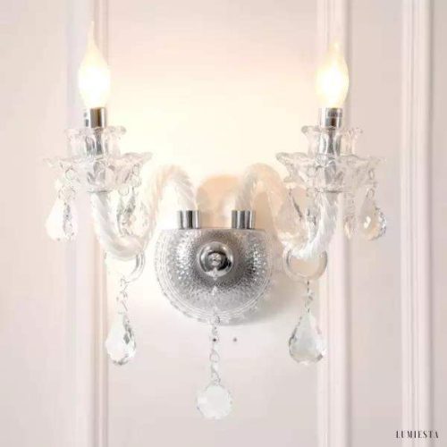 Lampa ścienna kryształowa kinkiet w kształcie świecznika