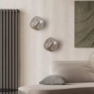 Eloru - Lampa ścienna z eleganckim szkłem w kształcie stopionego szkła, Ø18/28cm