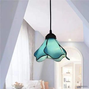 Lampa wisząca szklana w kształcie kwiatu vintage