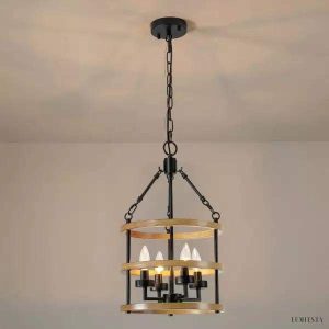 Ross - Lampa wisząca metalowa koło wozu w stylu wiejskim