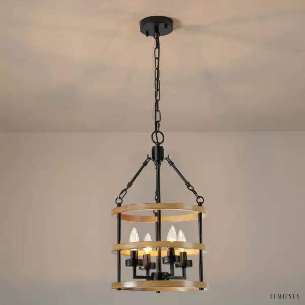 Ross - Lampa wisząca metalowa koło wozu w stylu wiejskim