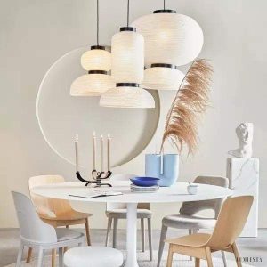 Lampa wisząca Riisi z papieru ryżowego w stylu modern