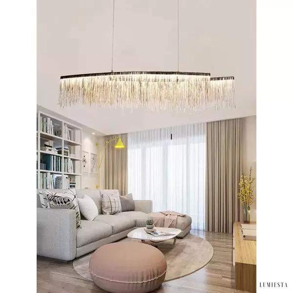 Nowoczesny żyrandol z łańcuchami aluminiowymi do salonu