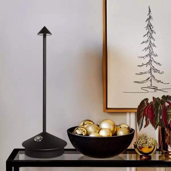 Nowoczesna lampa stołowa LED z akumulatorem w kształcie stożka