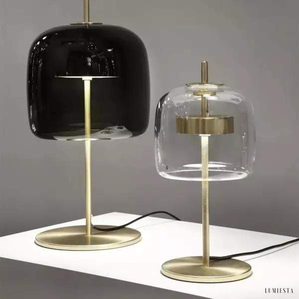 Lampka stołowa Jube szklana retro z metalowym wykończeniem