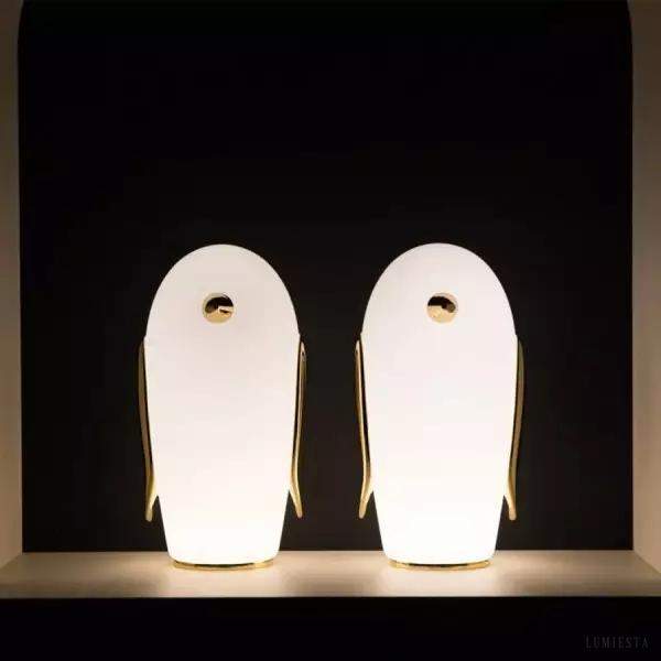 Lampa stołowa Pet Light w kształcie sowy z opalowego szkła