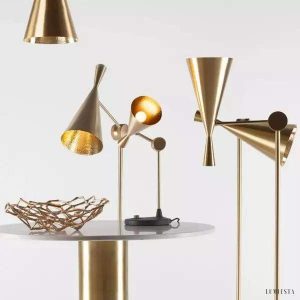 Elegancka lampa stołowa Beat w kształcie stożka black brass