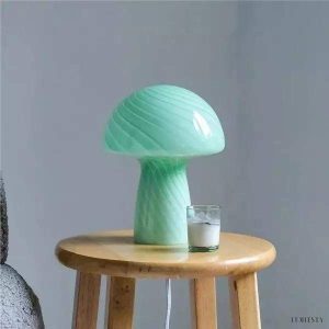 Nowoczesna lampa stołowa w kształcie grzyba z kolorowym kloszem