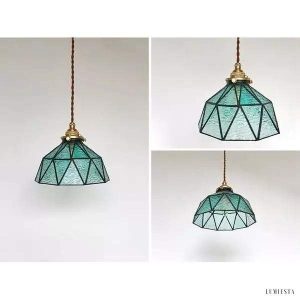 Lampa wisząca vintage z ręcznie robionymi szklanymi kloszami