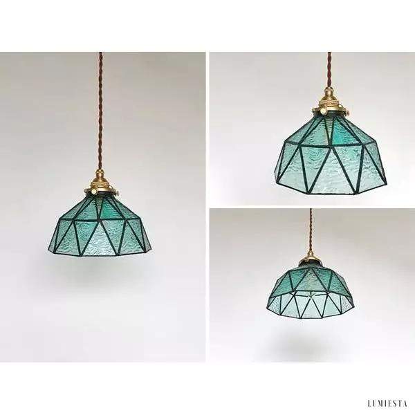 Lampa wisząca vintage z ręcznie robionymi szklanymi kloszami