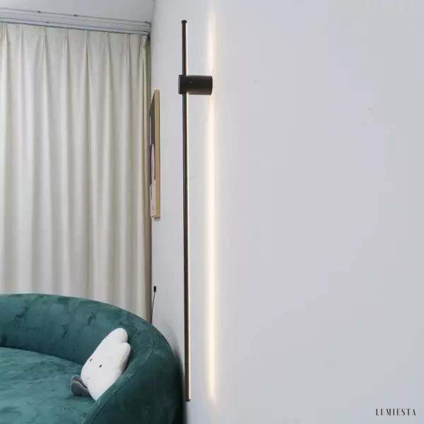 Nowoczesna czarna liniowa lampa LED naścienna do wnętrz