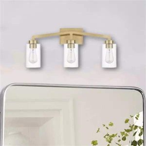 Lampa ścienna industrialna mosiężna z trzema kloszami