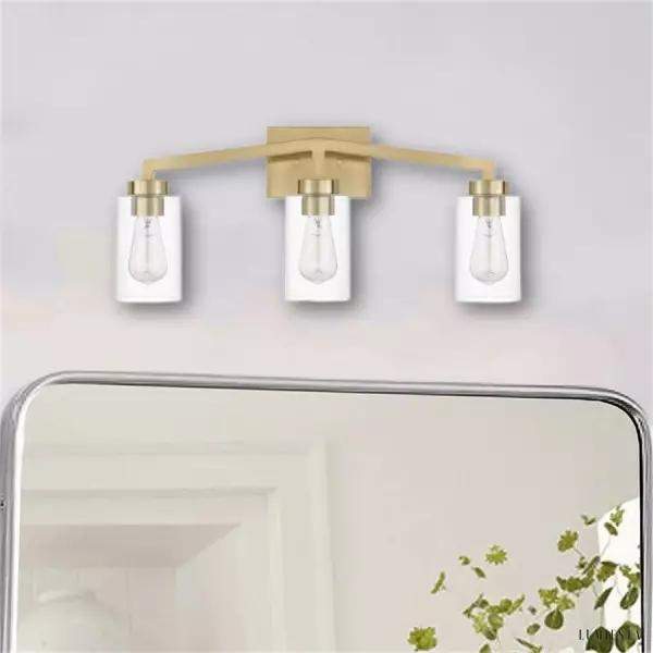 Lampa ścienna industrialna mosiężna z trzema kloszami