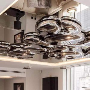 Lampa sufitowa Skydro z chromowanymi akcentami 110 cm