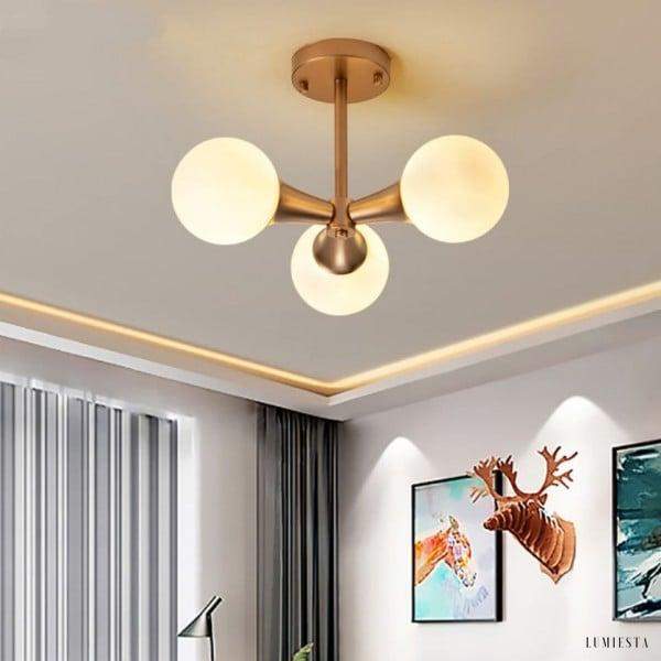 Lampa sufitowa metalowa w stylu Mid Century z globami