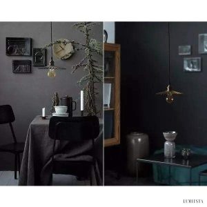 Mosiężna Lampa Wisząca Parasol w stylu rustykalnym