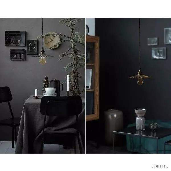 Mosiężna Lampa Wisząca Parasol w stylu rustykalnym