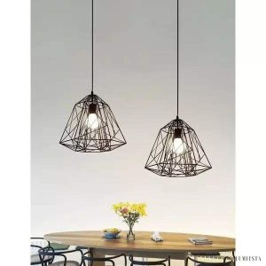 Wisząca lampa z klatką w stylu retro