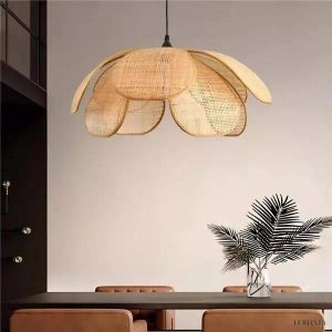 Petal - Rattanowy żyrandol rustykalny w kształcie płatków