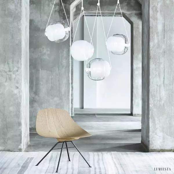 Lampa wisząca Api z szkła w kształcie komórki roślinnej