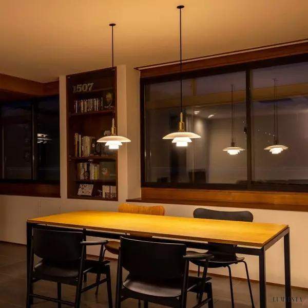 Poria - Duńska metalowa lampa wisząca wielowarstwowa dyskowa, 1-punktowa, Ø28cm