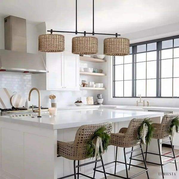 Rustykalny żyrandol z 3 abażurami w stylu industrialnym