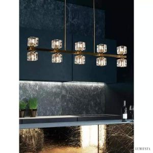 Lampa wisząca kryształowa w stylu minimalistycznym złota