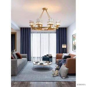 Lampa sufitowa żyrandol mosiężny z kryształami K9