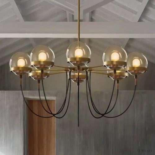 Nowoczesny żyrandol w kształcie szklanej kuli 5-10 lampowy