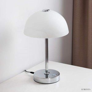 Minimalistyczna lampa nocna szklana z kloszem w kształcie grzyba