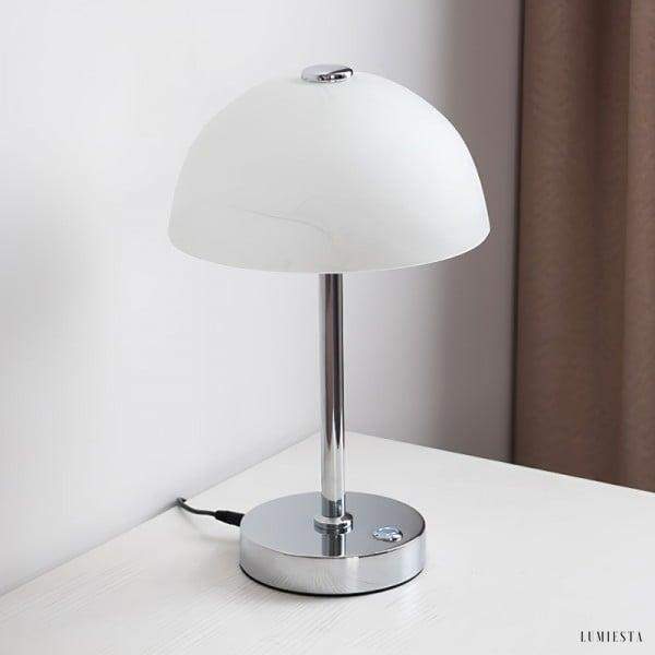 Minimalistyczna lampa nocna szklana z kloszem w kształcie grzyba