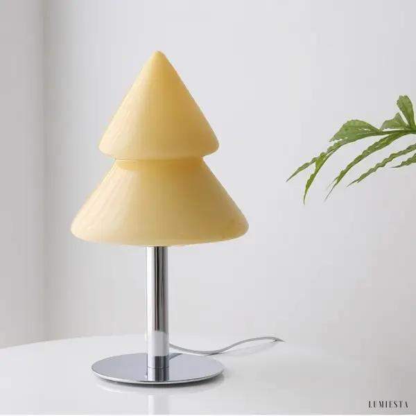 Lampka stołowa w kształcie choinki z kolorowego szkła