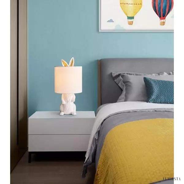 Lampka stołowa z króliczkiem ceramiczna dekoracja do wnętrz