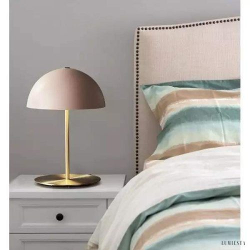 Lampa stołowa Hanna różowa z kopułowym kloszem