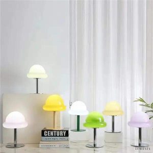 Lampa stołowa Morandi w stylu Bauhaus z kloszem grzybowym