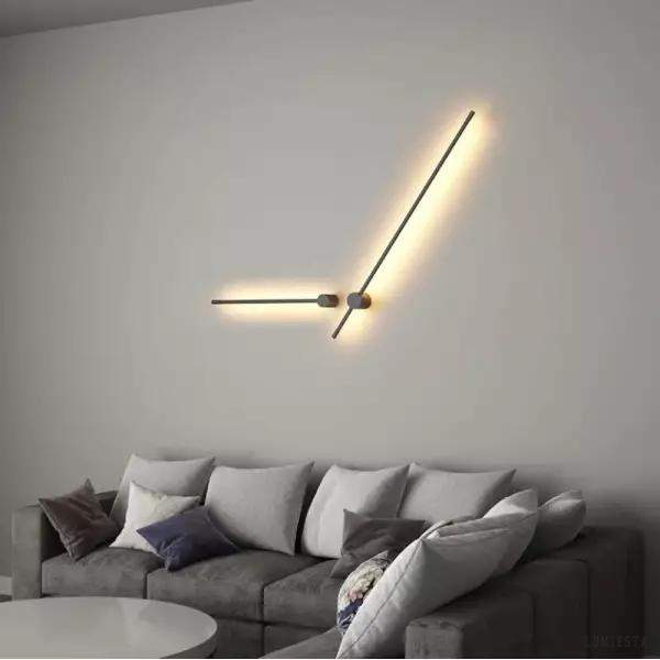 Nowoczesna czarna liniowa lampa LED naścienna do wnętrz