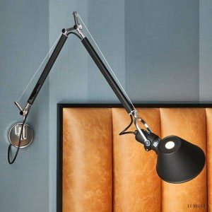 Czarna teleskopowa lampa ścienna obrotowa styl nowoczesny
