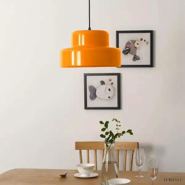 Lampa wisząca Poker w stylu Bauhaus w pomarańczowym kolorze