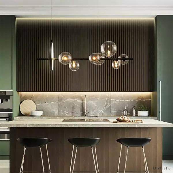 Stamj - Lampa wisząca liniowa z kulami szklanymi nowoczesny design