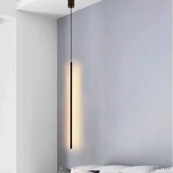 Liniowa lampa wisząca LED w nowoczesnym stylu czarna 60 140 cm
