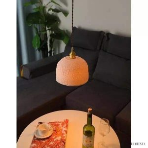 Ceramiczna lampa wisząca z kwiatowym wzorem do wnętrz