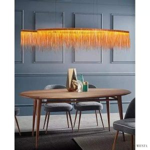 Nowoczesny żyrandol z łańcuchami aluminiowymi do salonu