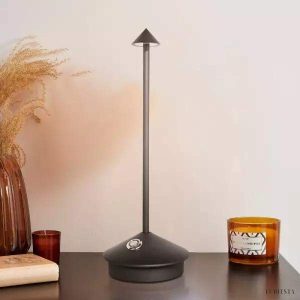 Nowoczesna lampa stołowa LED z akumulatorem w kształcie stożka