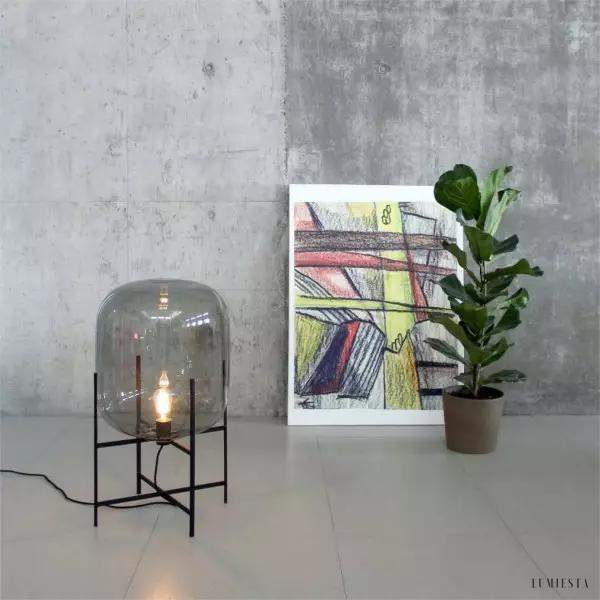 Oda - Lampa podłogowa szklana kula na metalowej podstawie,  Ø26/37/48cm