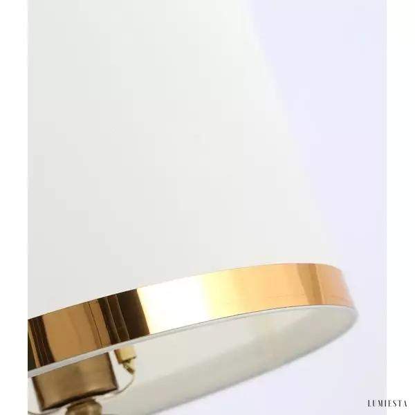 Metalowa lampa stołowa w stylu nowoczesnym z białym abażurem