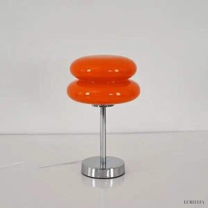 Lampka stołowa Bauhaus w stylu nowoczesnym różowa szkło