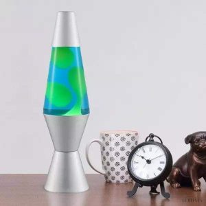 Lampa lawowa klasyczna z metalowym wykończeniem niebieska