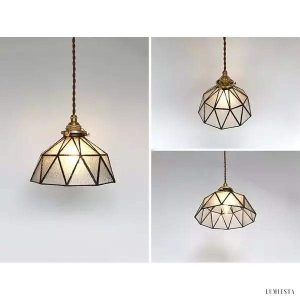 Lampa wisząca vintage z ręcznie robionymi szklanymi kloszami